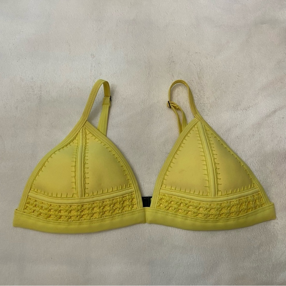 Triangl Swimwear Yellow crochet trim triangle Bikini Top 3741